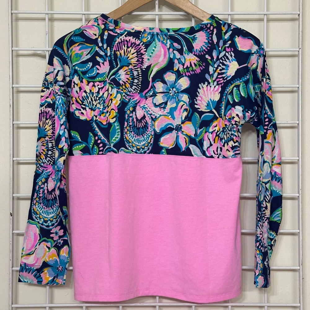 Lilly Pulitzer Kids Girls XL 12-14 Long Sleeve Floral Top Pink Crew‎ Neck - Picture 2 of 4